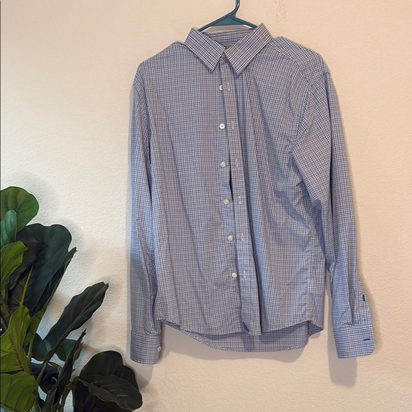 Men's Blue Checkered UNTUCKit Pascal button up long sleeve Shirt Medium - Picture 1 of 5